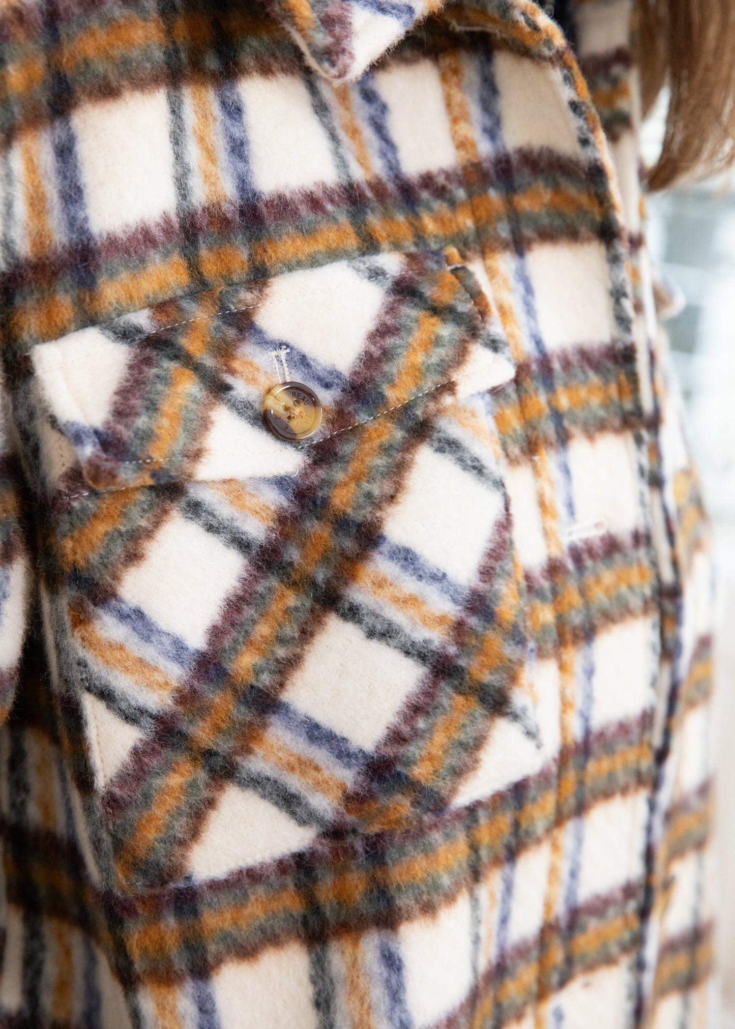 Manteau long GALAK carreaux taupe