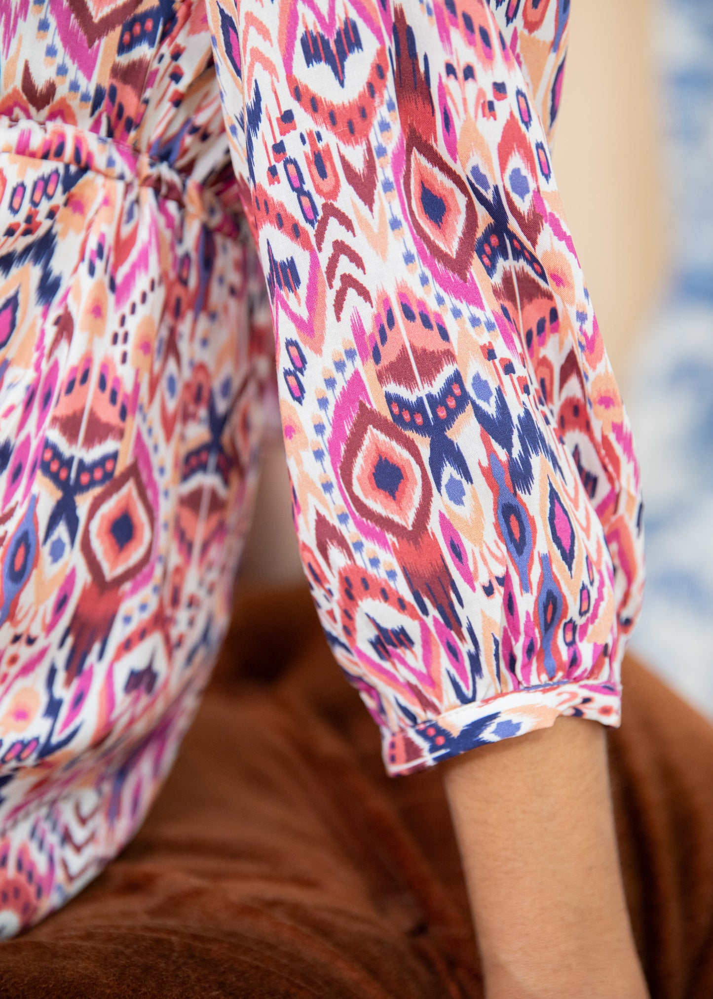 Robe longue ANOUCK ikat écru