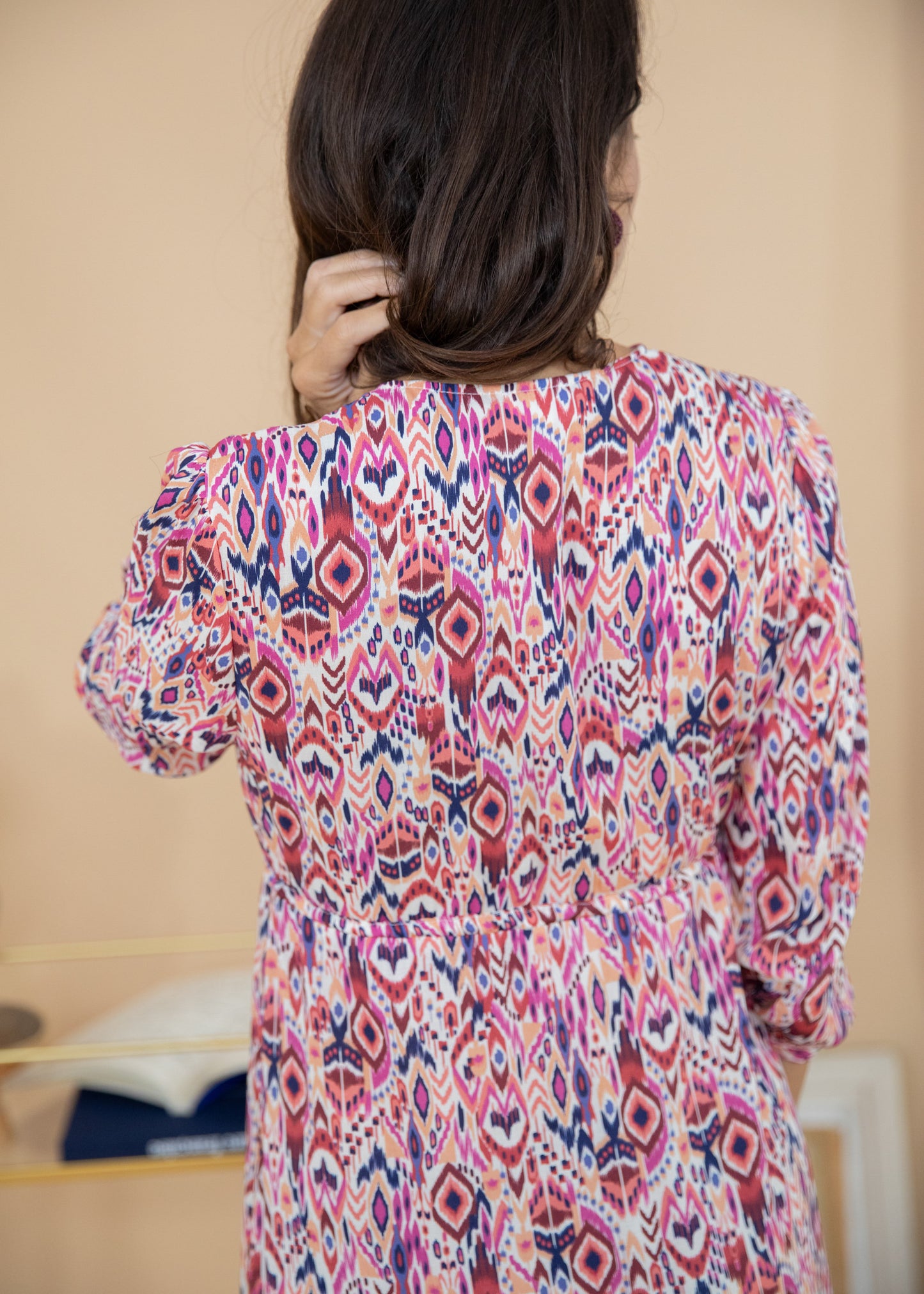 Robe longue ANOUCK ikat écru