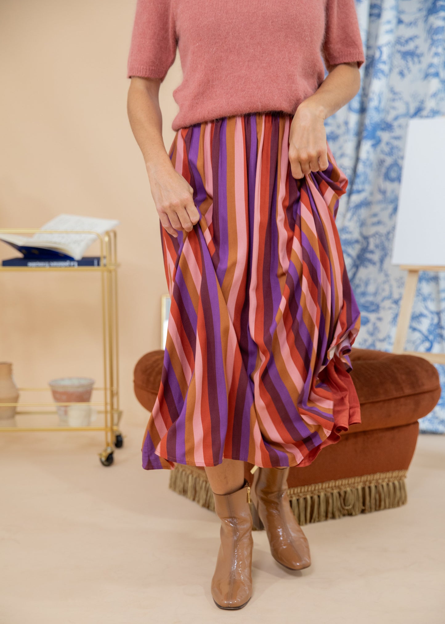 Jupe JOLINE STRIPES violet