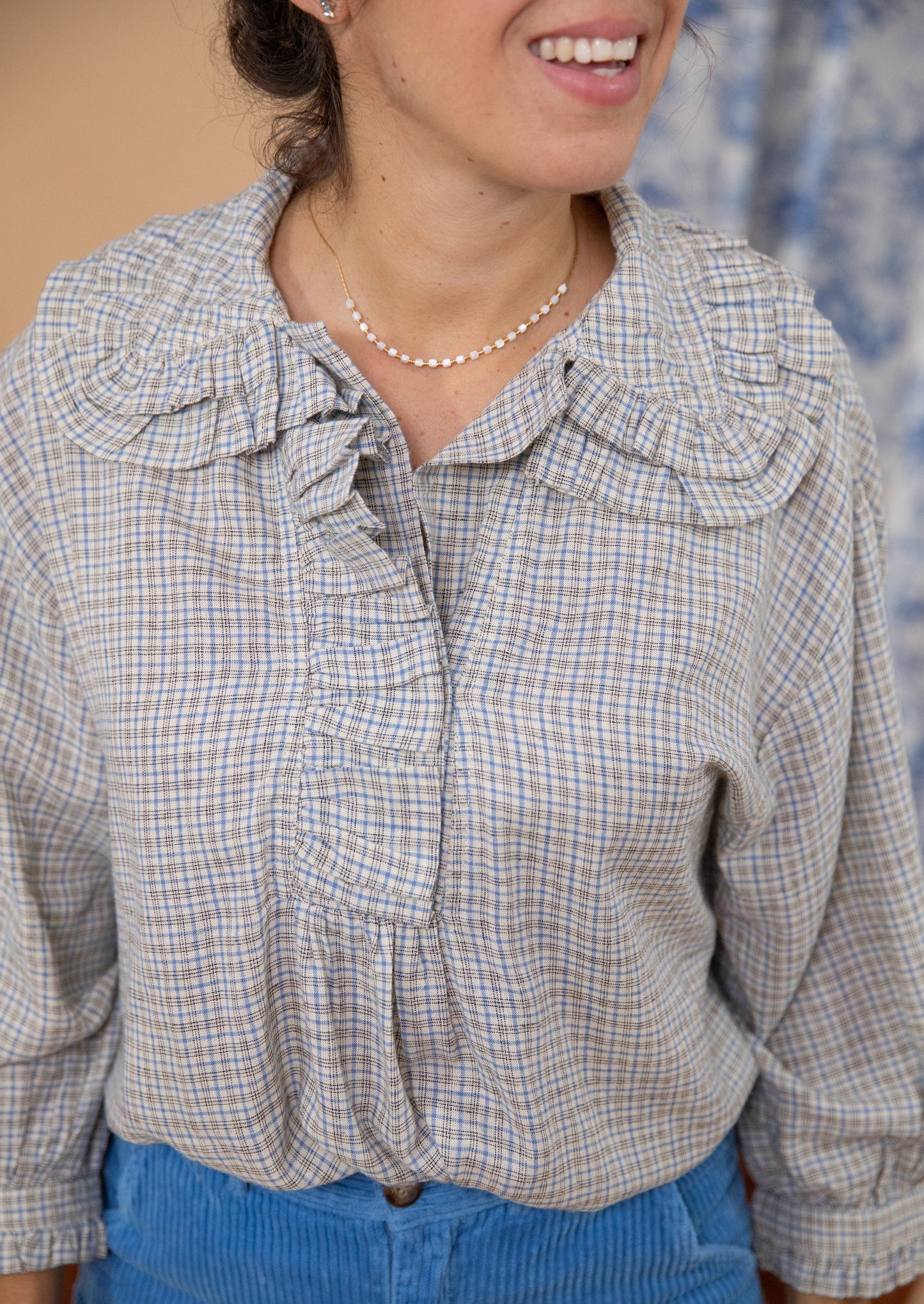 Blouse YLONA carreaux bleu