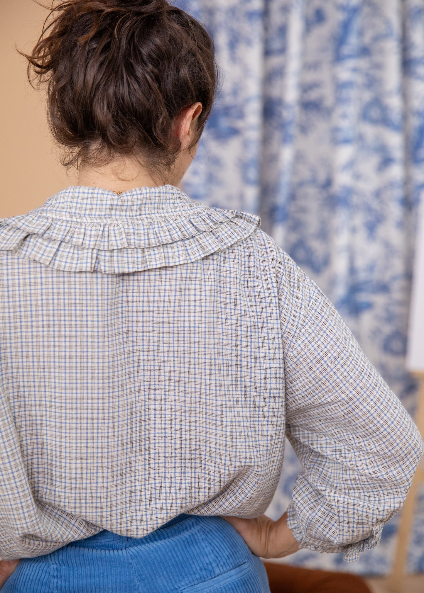 Blouse YLONA carreaux bleu