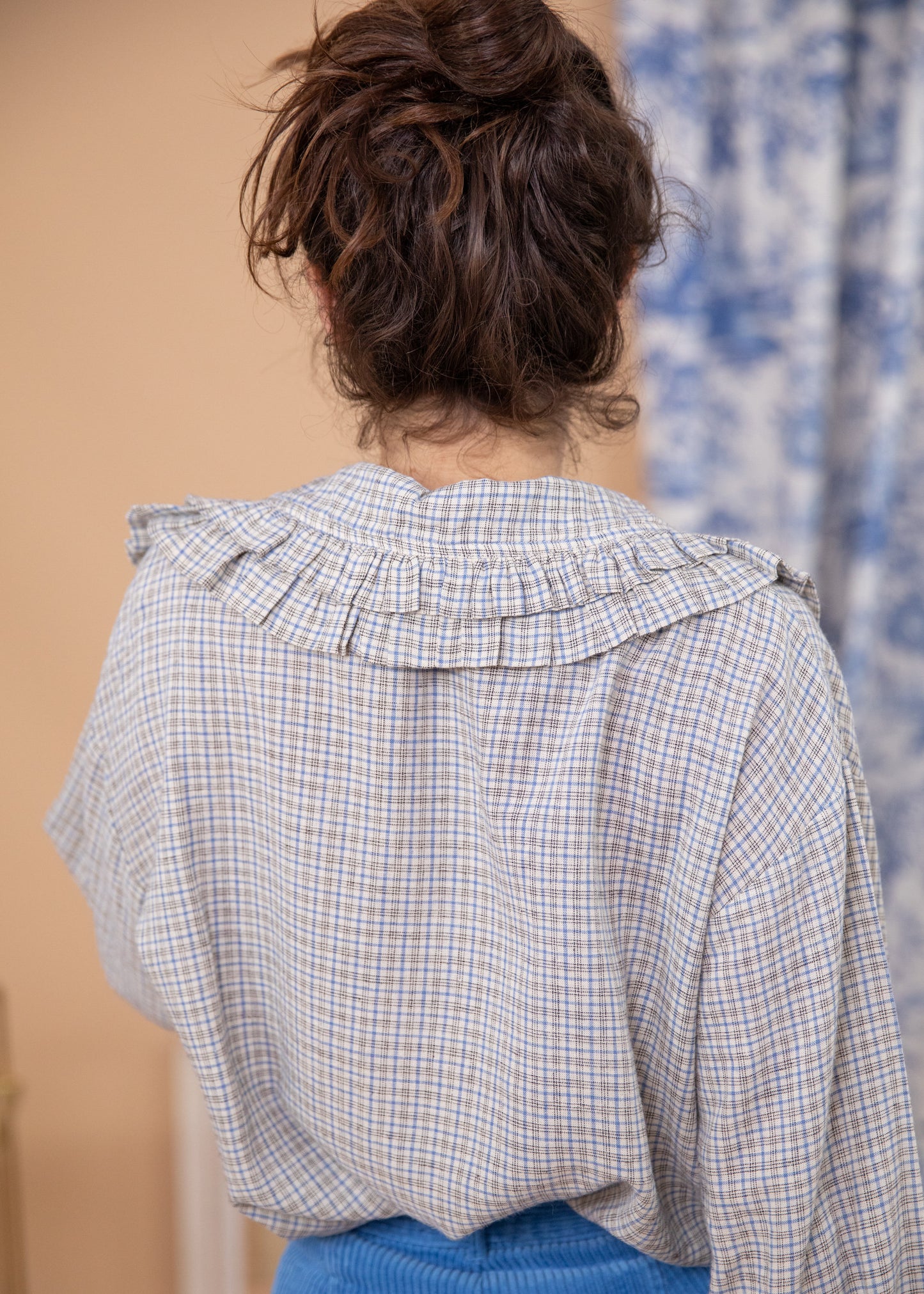 Blouse YLONA carreaux bleu