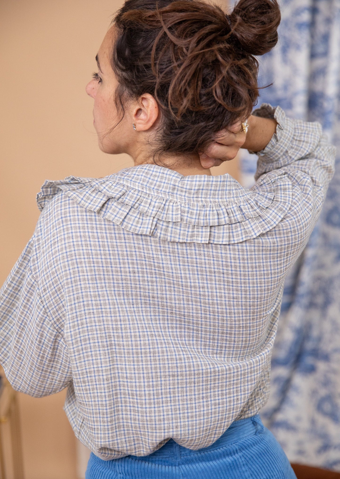 Blouse YLONA carreaux bleu