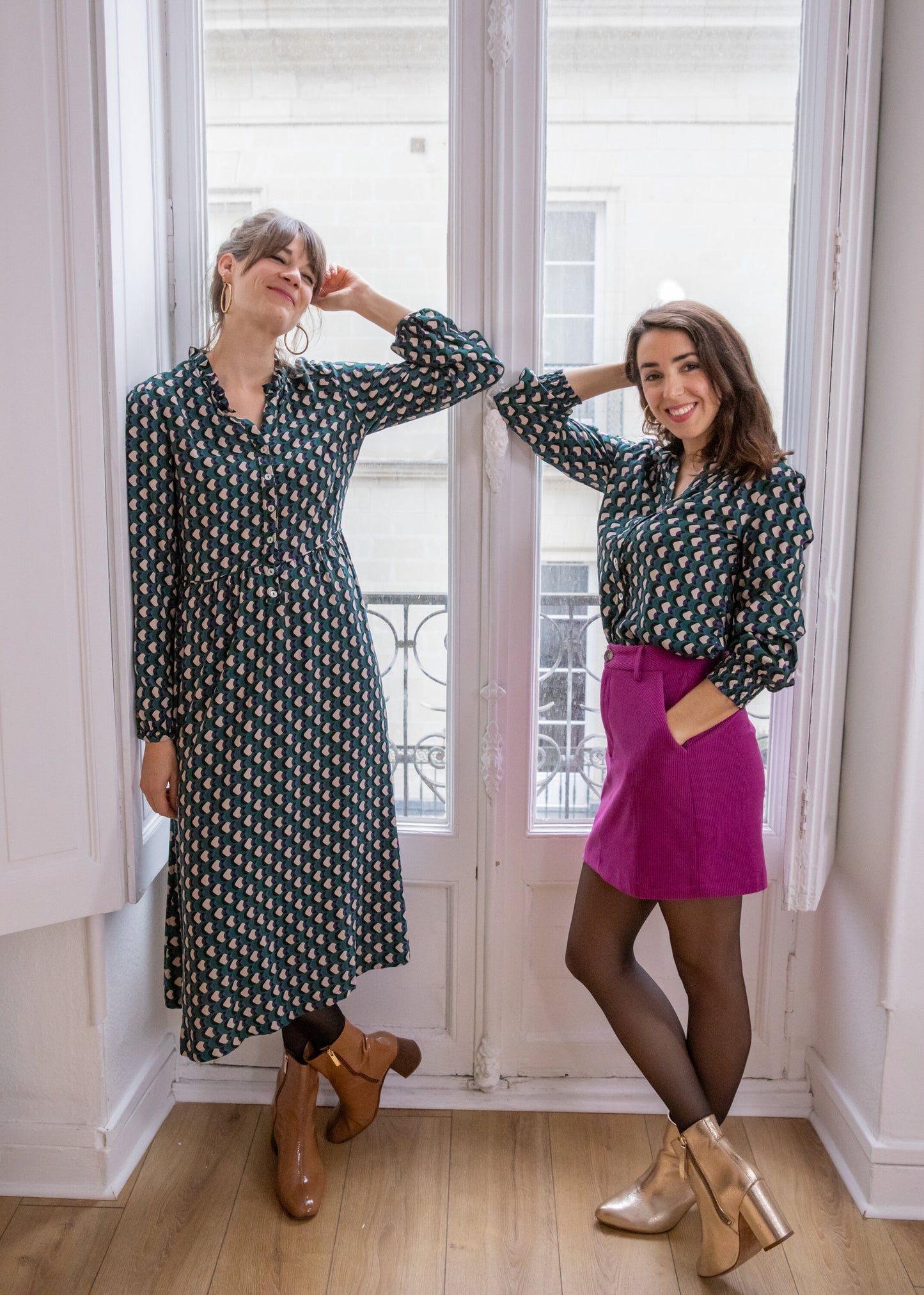 Robe longue DEBBY pop vert