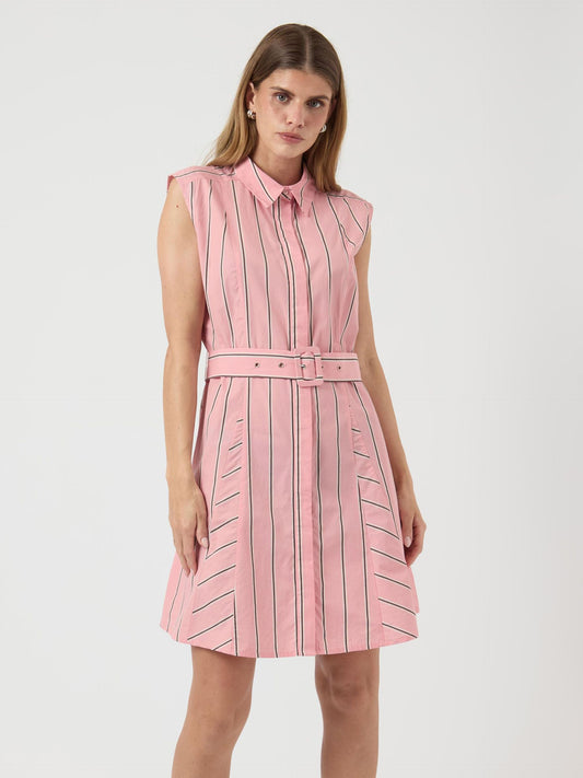 Robe chemise MIVU rayée rose