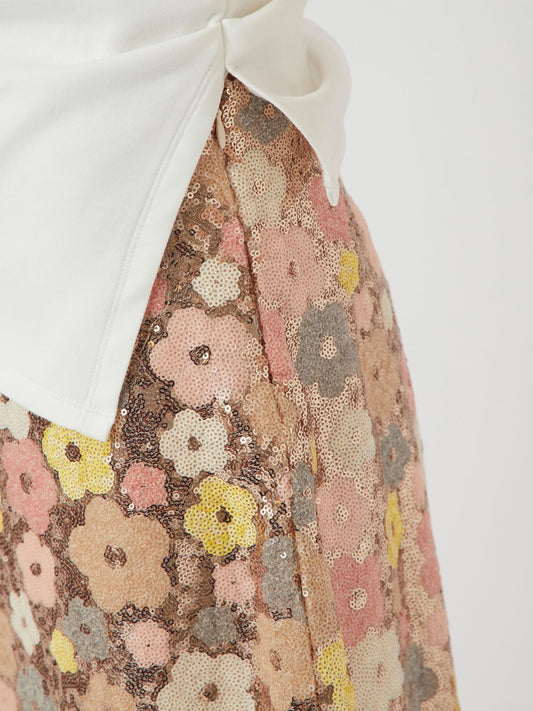 Jupe LALEA sequin fleurs