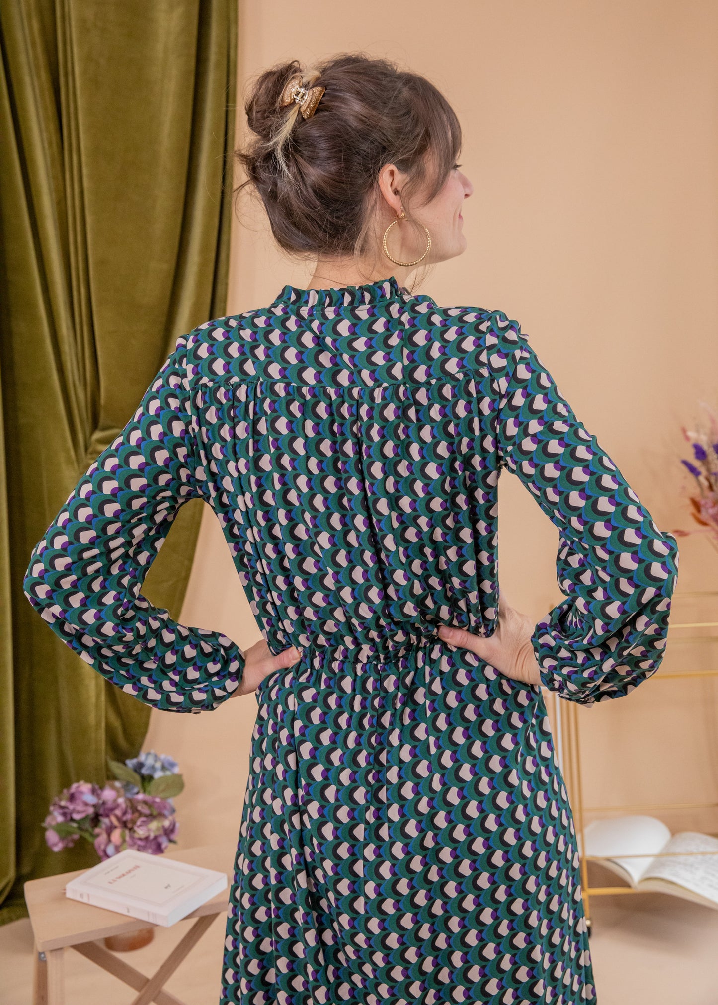 Robe longue DEBBY pop vert