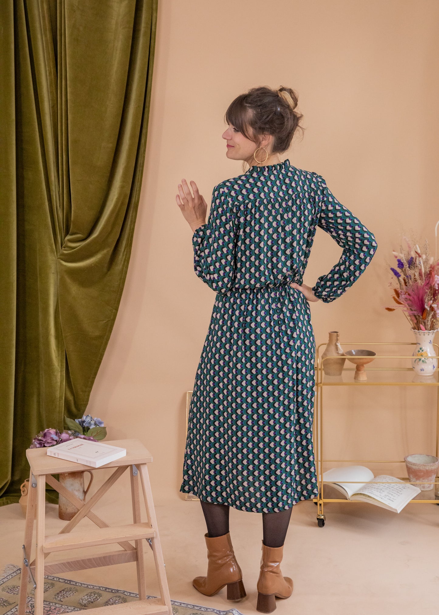 Robe longue DEBBY pop vert