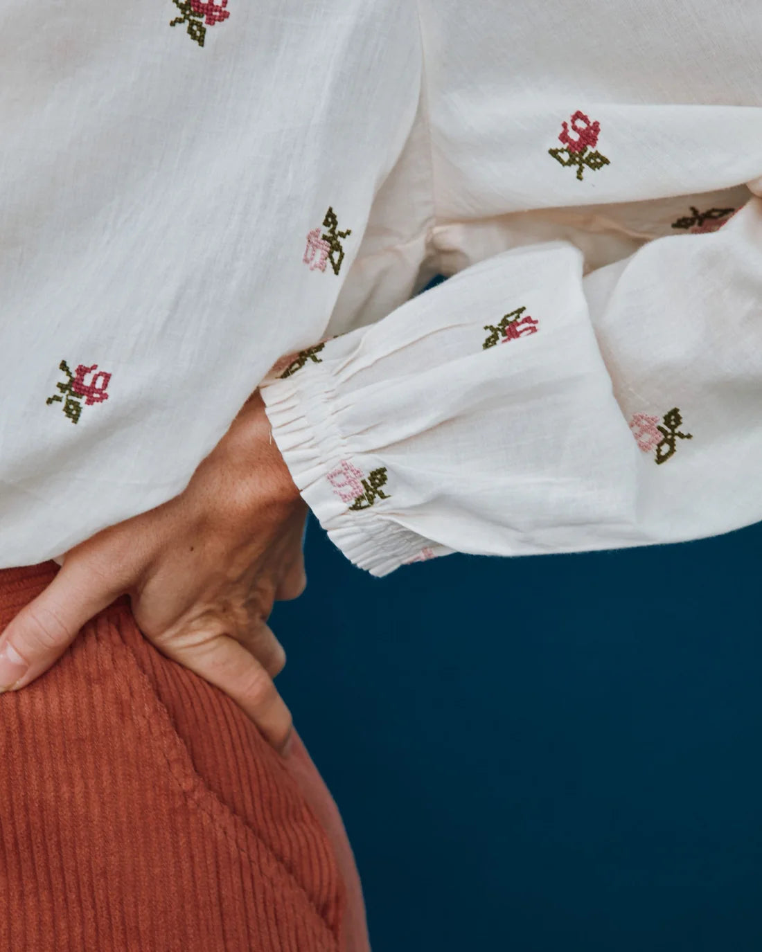 Chemise CALYPSO brodée rose