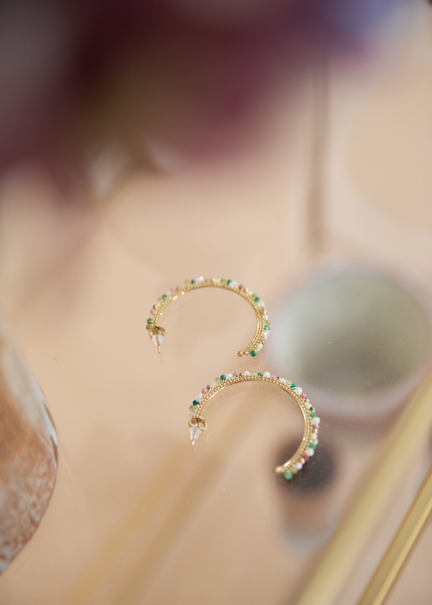 Créoles ISEBELL rose et vert