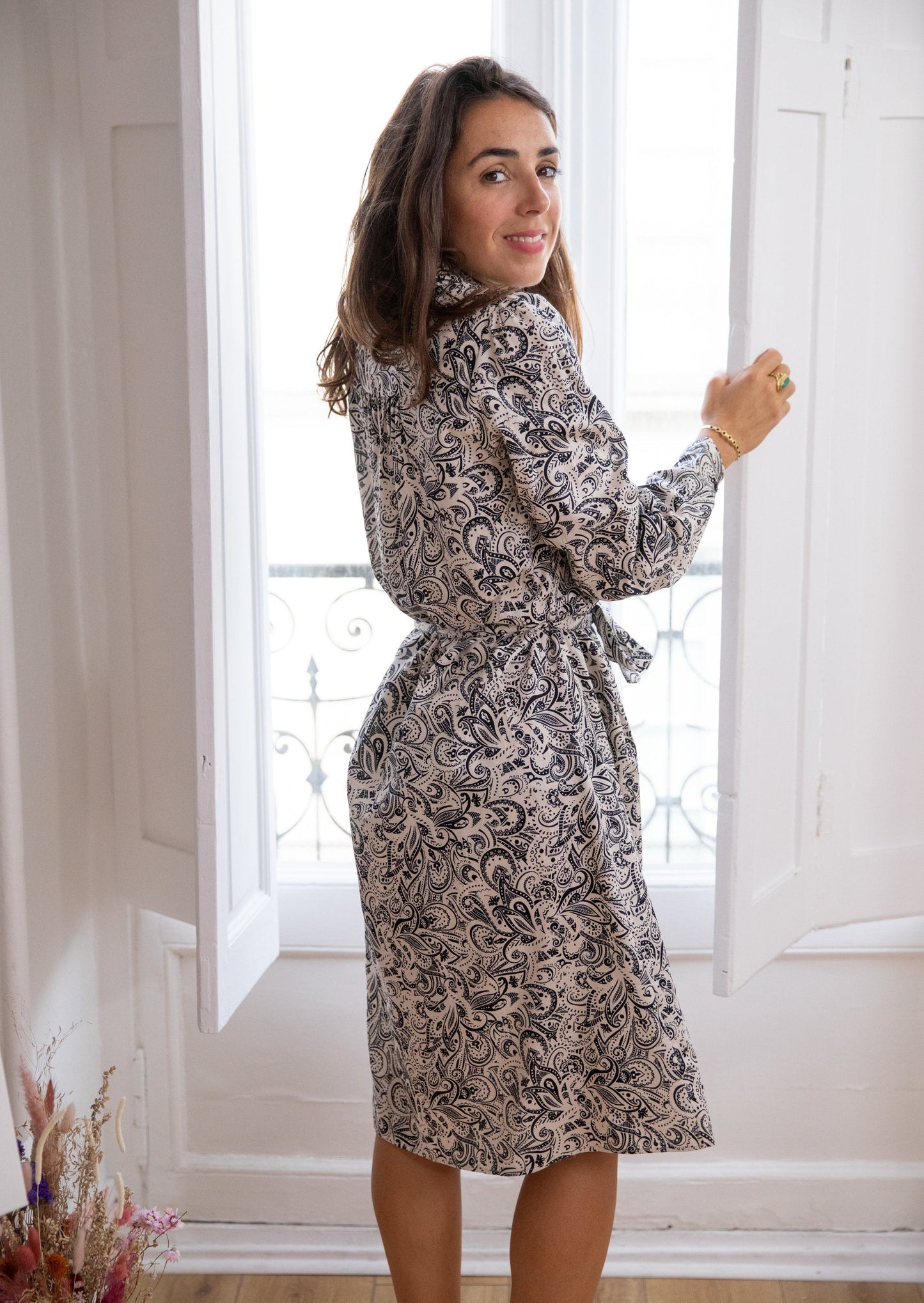 Robe chemise ROMA cachemire noir