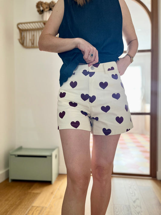 Short CHARLIE coeurs bordeaux