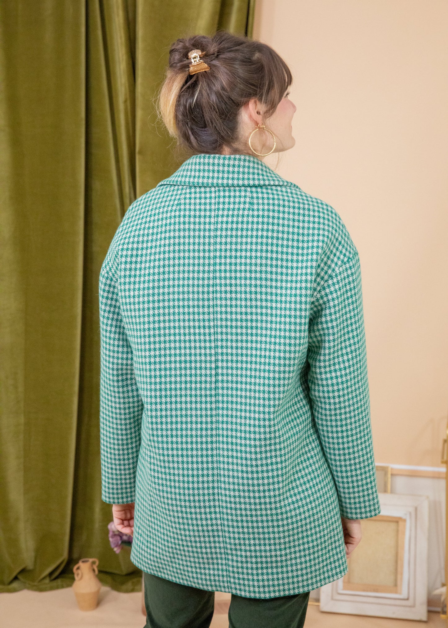 Manteau YOUNNA vichy vert