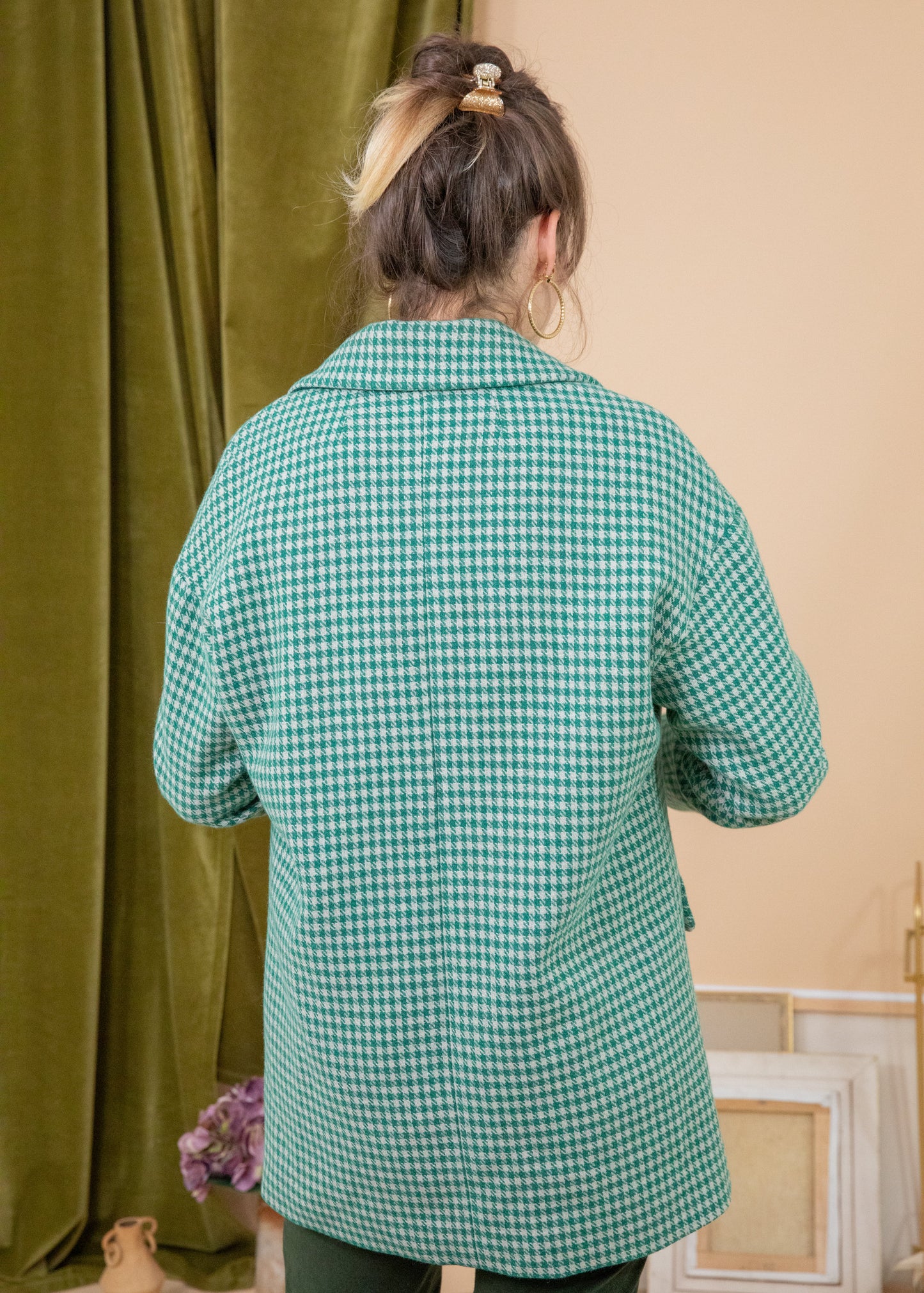 Manteau YOUNNA vichy vert
