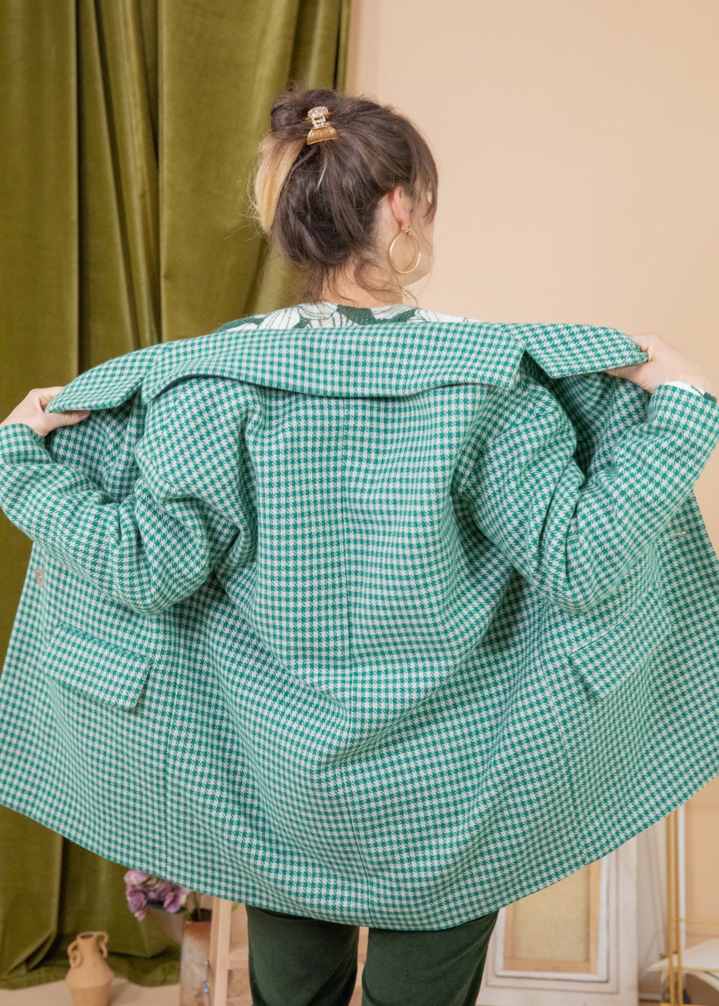 Manteau YOUNNA vichy vert