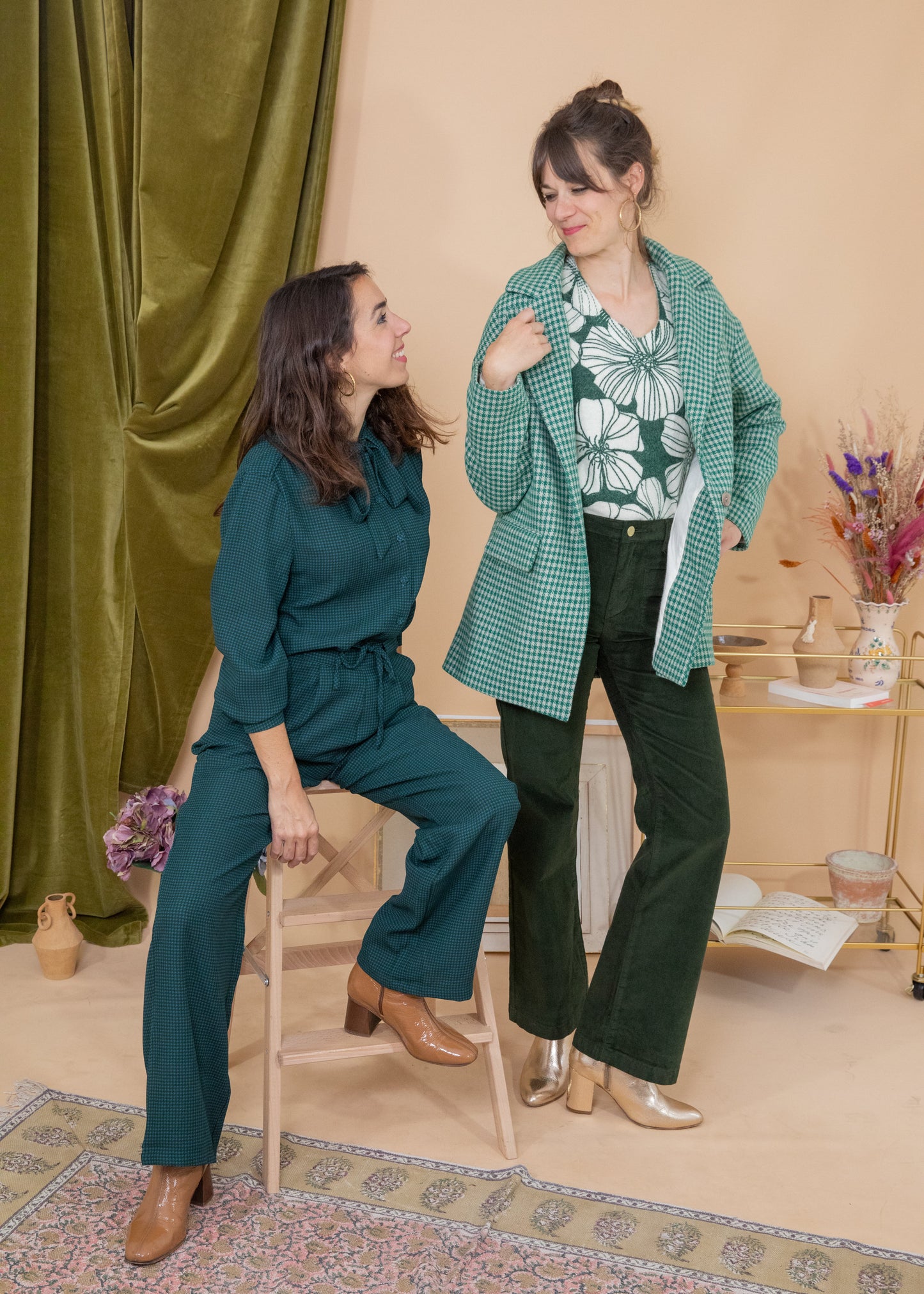 Manteau YOUNNA vichy vert