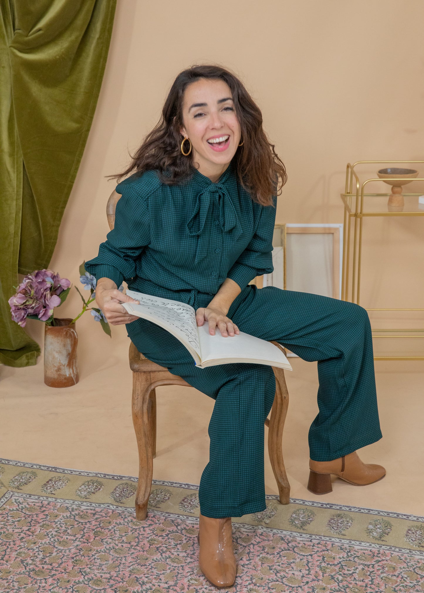 Pantalon BRITNEY carreaux vert