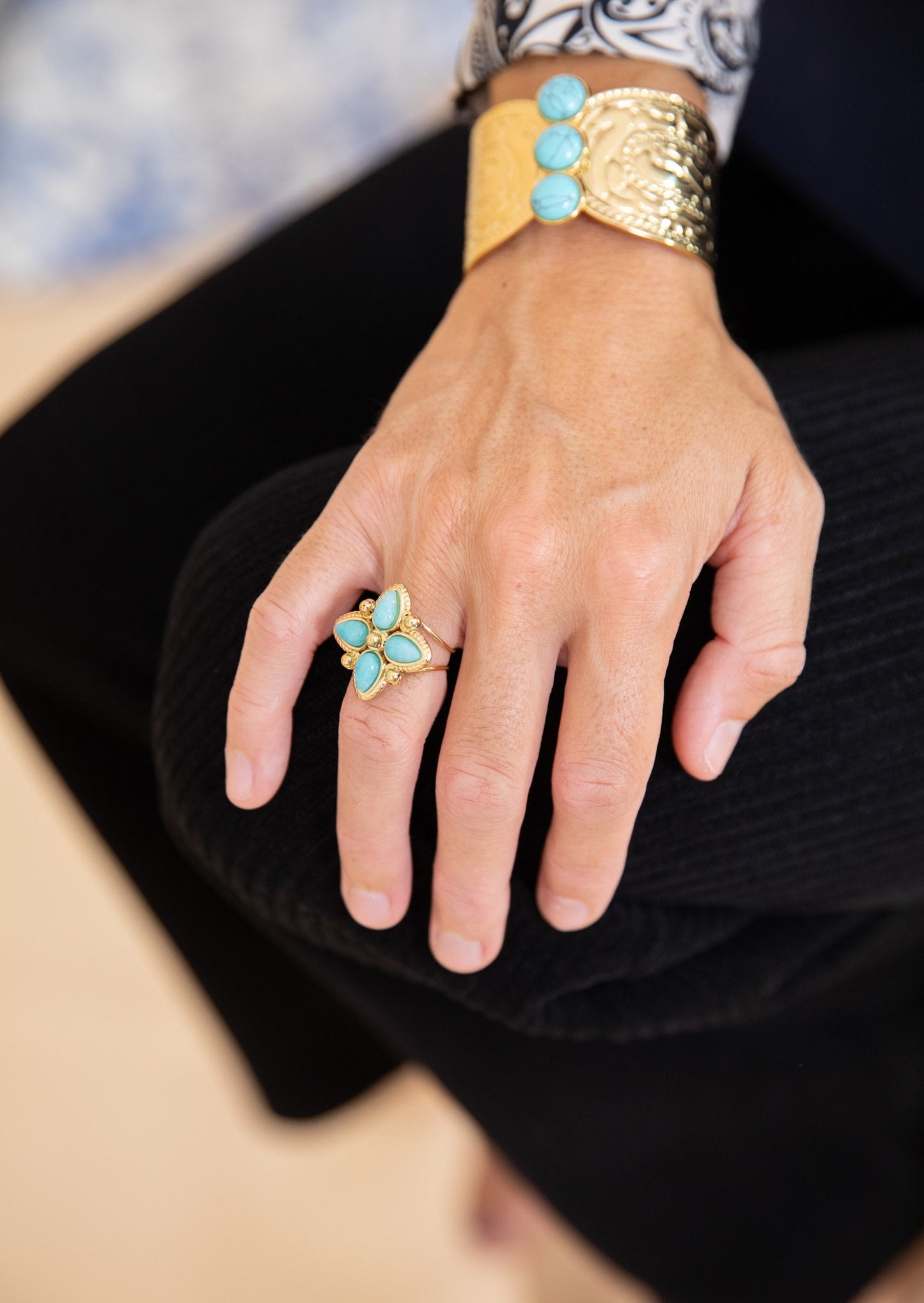 Bague FLEUR amazonite