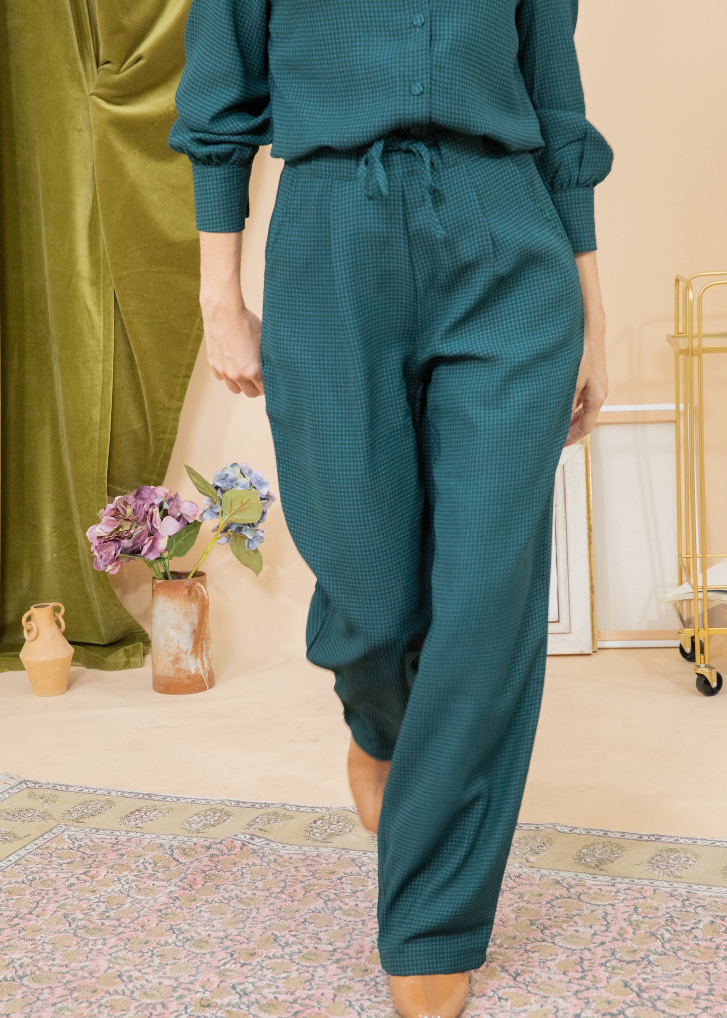 Pantalon BRITNEY carreaux vert