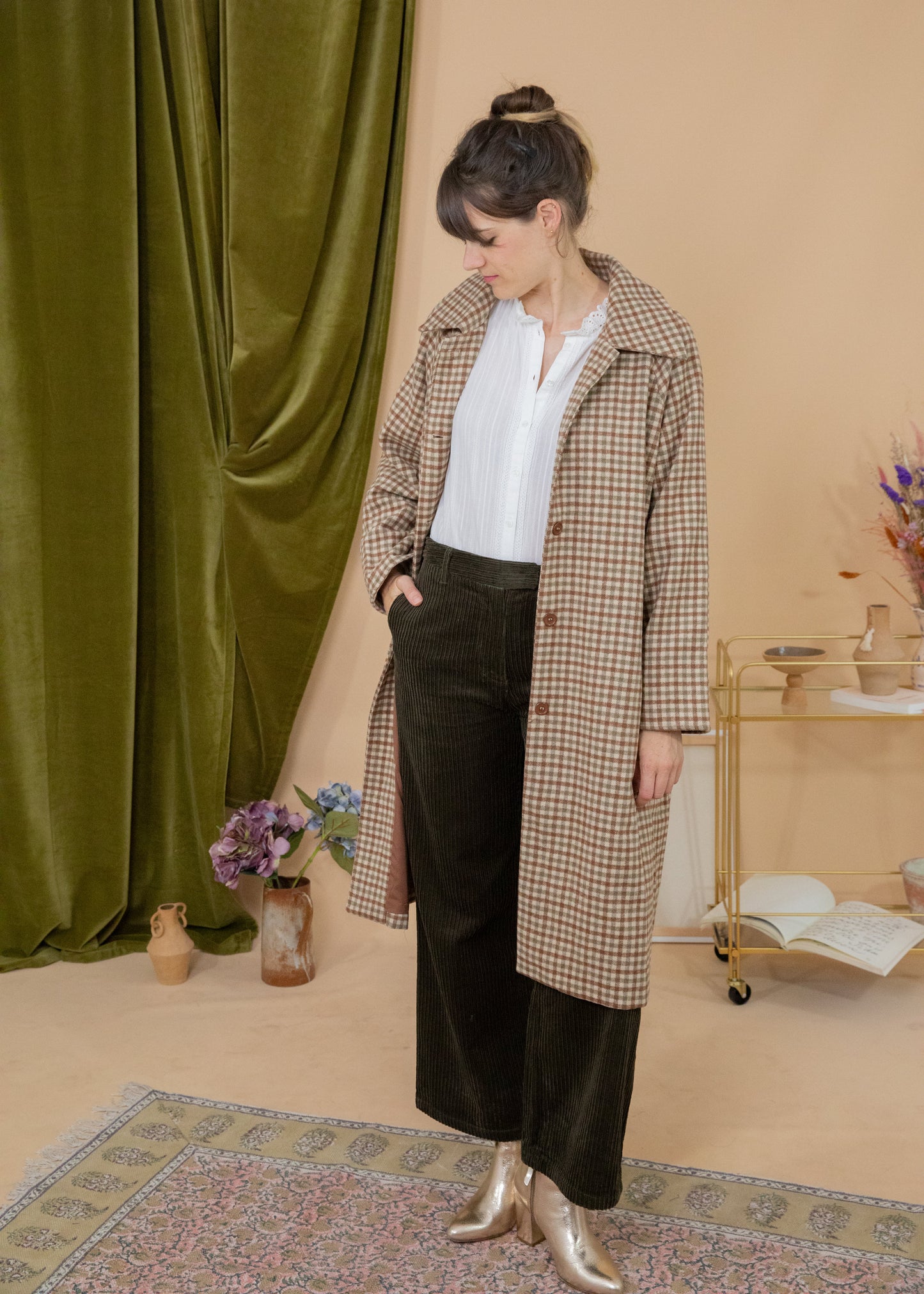 Manteau DAMIER moka