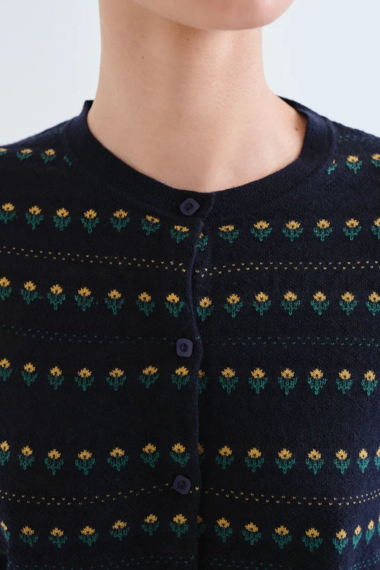 Gilet ÉMILE fleurs marine