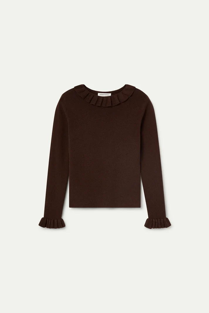 Pull LOUIZON volants chocolat