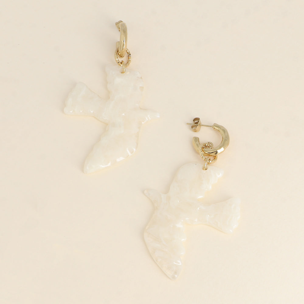 Boucles d'oreilles OISEAU blanches
