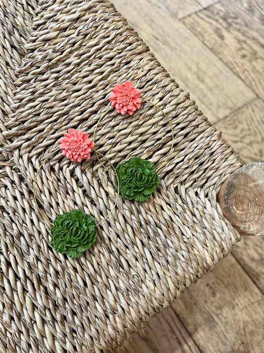 Boucles d'oreilles ANITA corail/olive