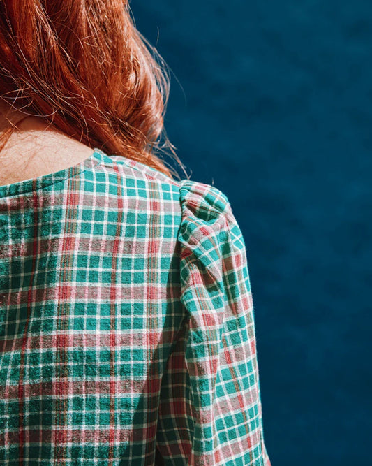 Blouse CHRISTIA tartan vert