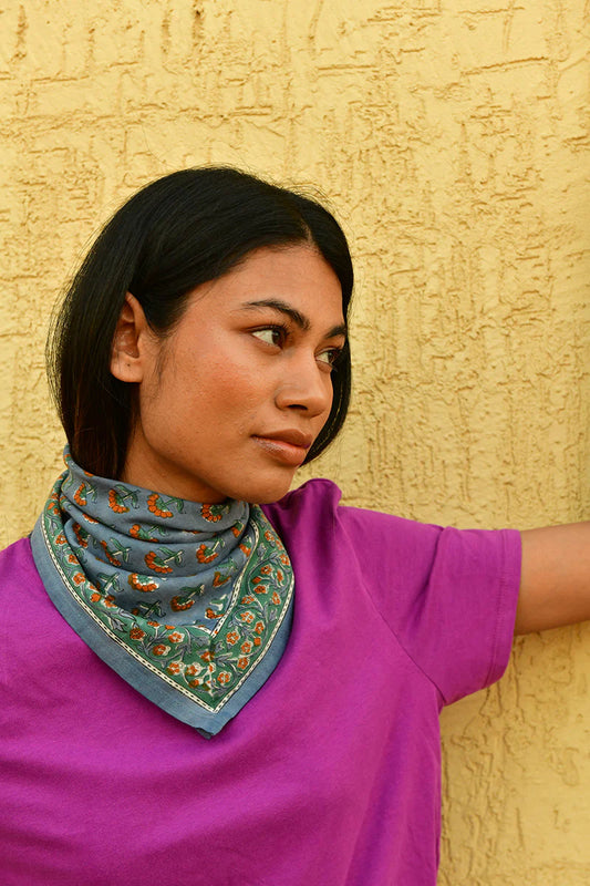 Petit foulard SÉLÉNÉ bleu horizon