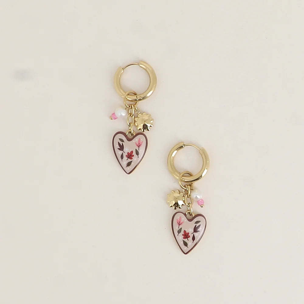 Boucles d'oreilles AUGUSTE coeur rose