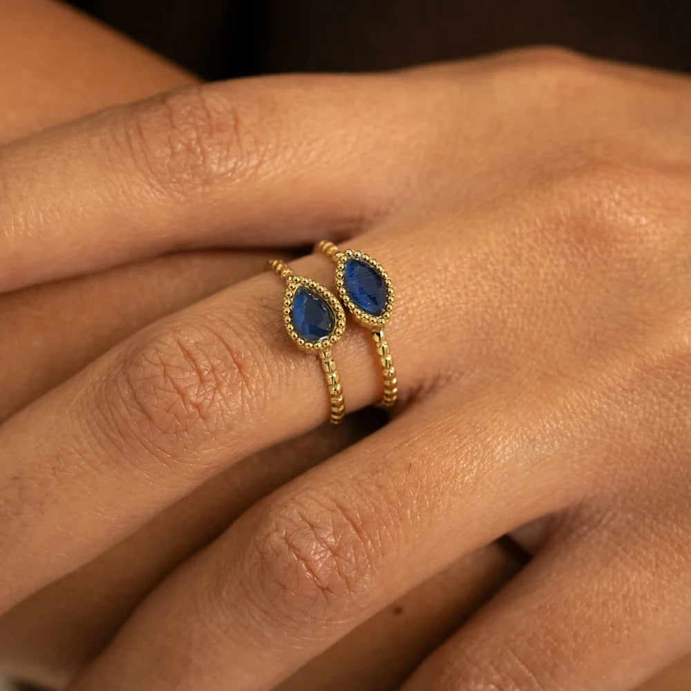 Bague ROXANE duo pierres vertes