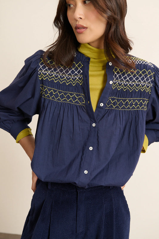 Chemisier KETTY brodé marine