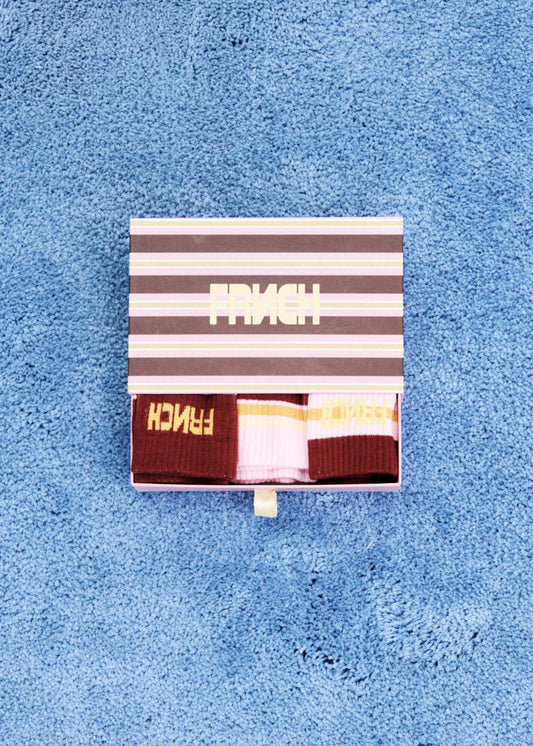 Coffret chaussettes GAËL bordeaux/rose