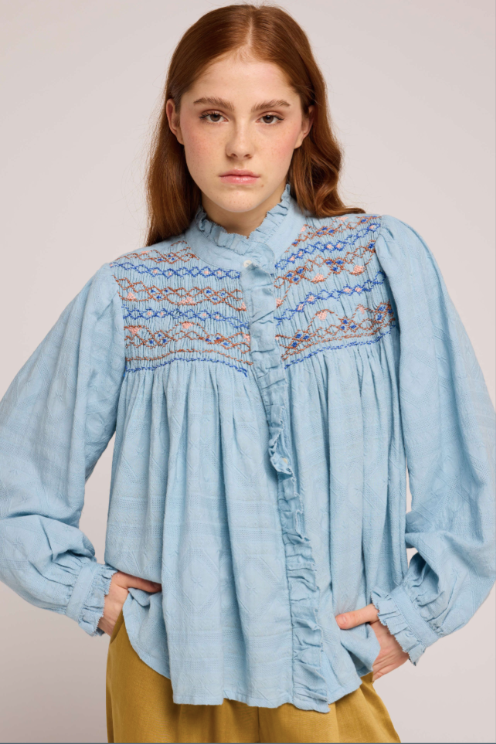 Chemisier PENDA bleu ciel