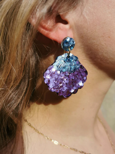 Boucles d'oreilles BALLENA coquillage parme