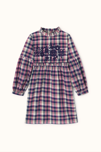 Blouse SANJANAI kid carreaux bleu/rose