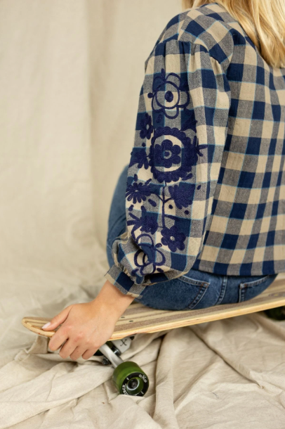 Chemisier BINU carreaux marine