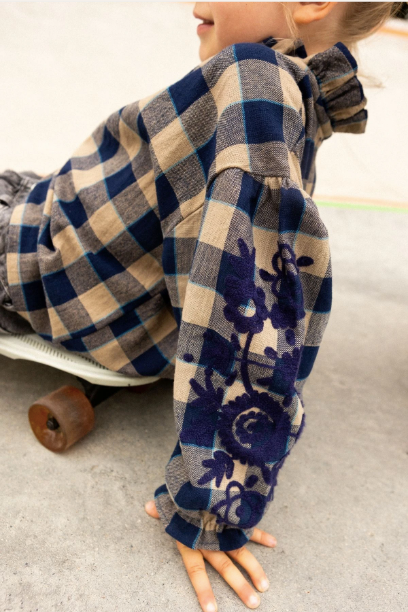 Blouse kid TILDAB carreaux beige/marine