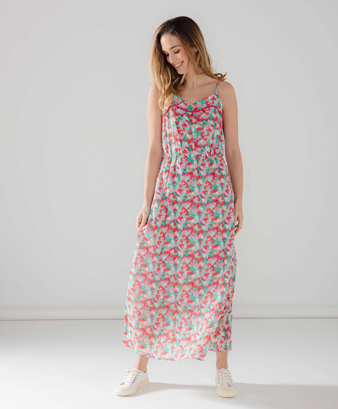 Robe JULIETTE fleurs rouges