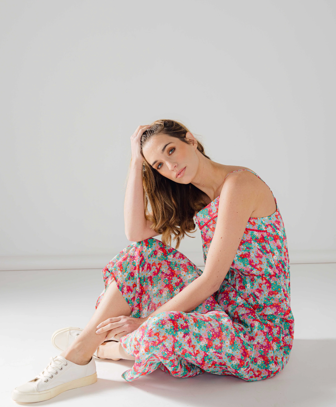 Robe JULIETTE fleurs rouges