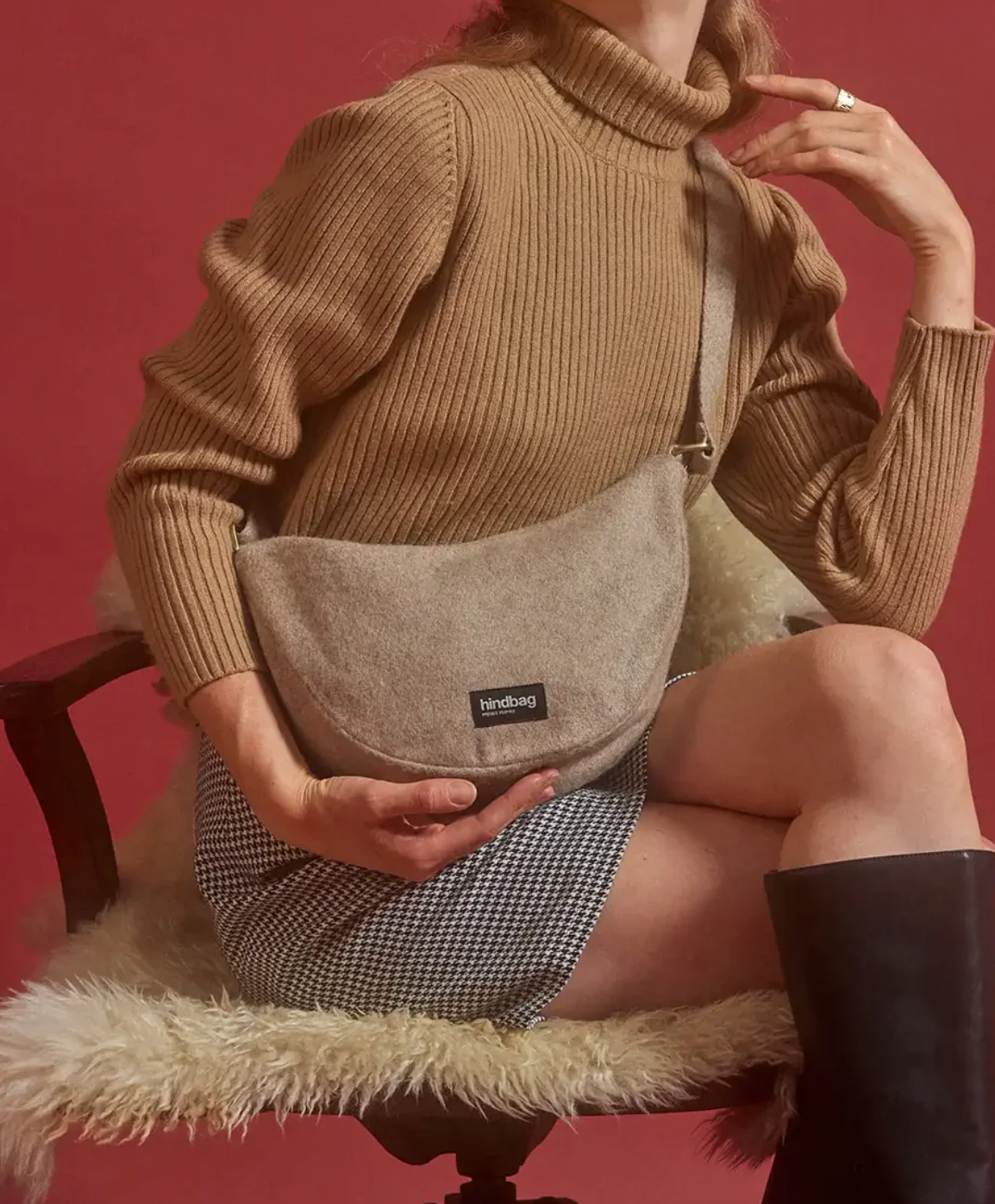 Sac banane ANDREA laine beige