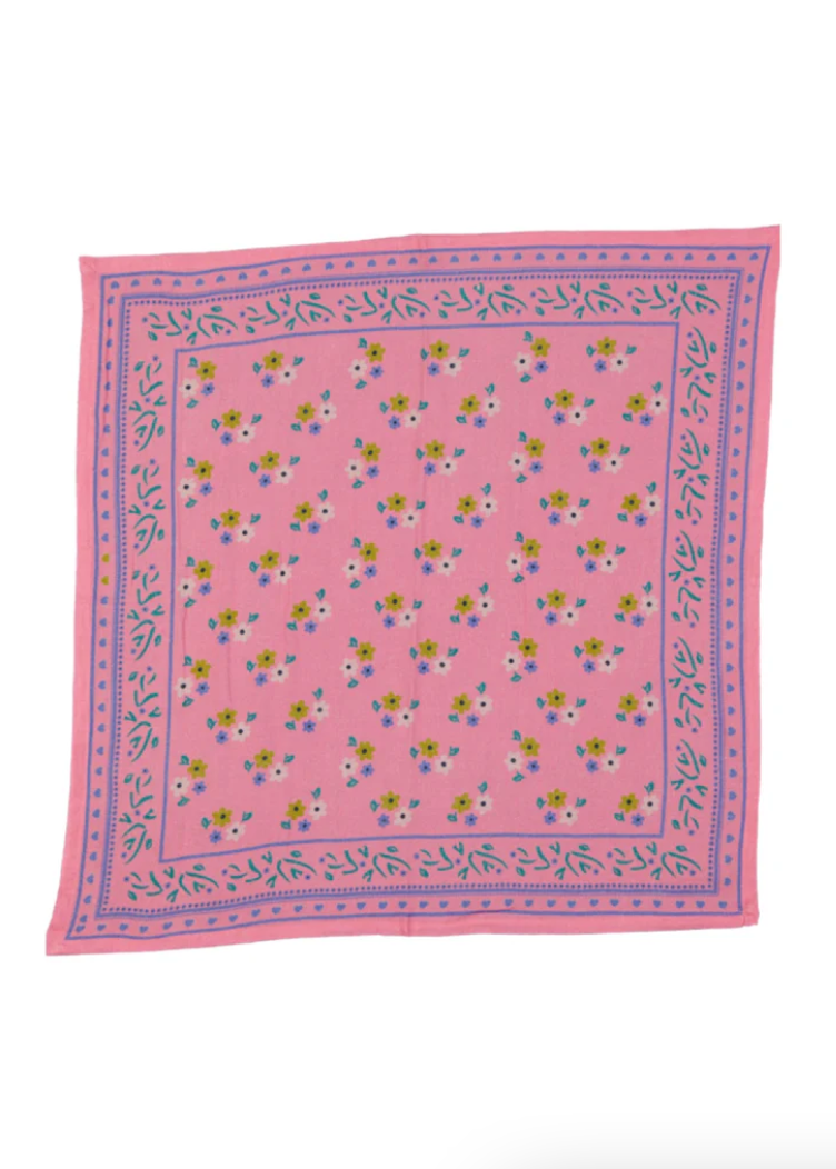 Foulard JADE Fleurs fond rose