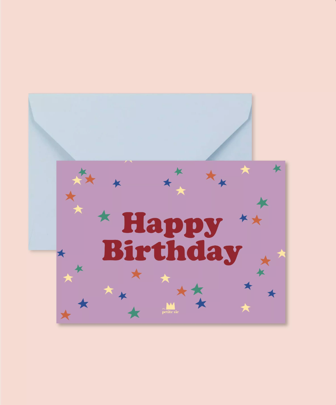 Carte postale HAPPY BIRTHDAY fleurs rose