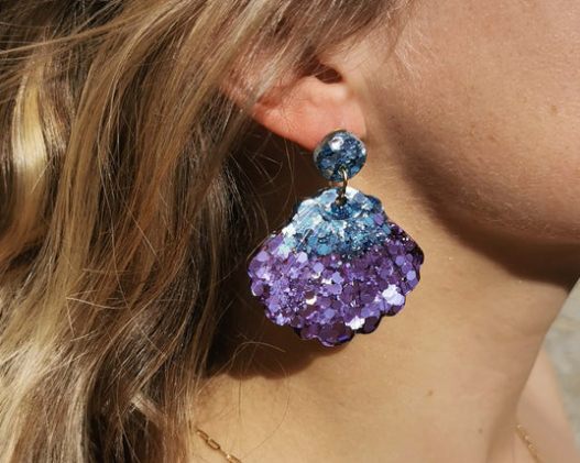 Boucles d'oreilles BALLENA coquillage parme