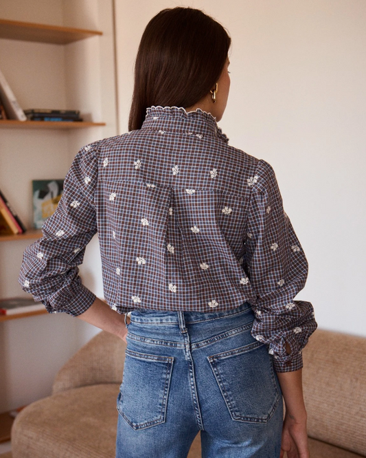 Chemise PÉNÉLOPE carreaux bleu/chocolat