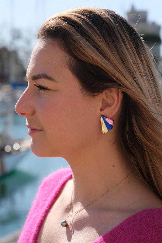 Boucles d'oreilles ARMANCE bleu/or/rose