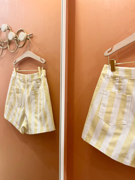Short ROMANE rayé jaune