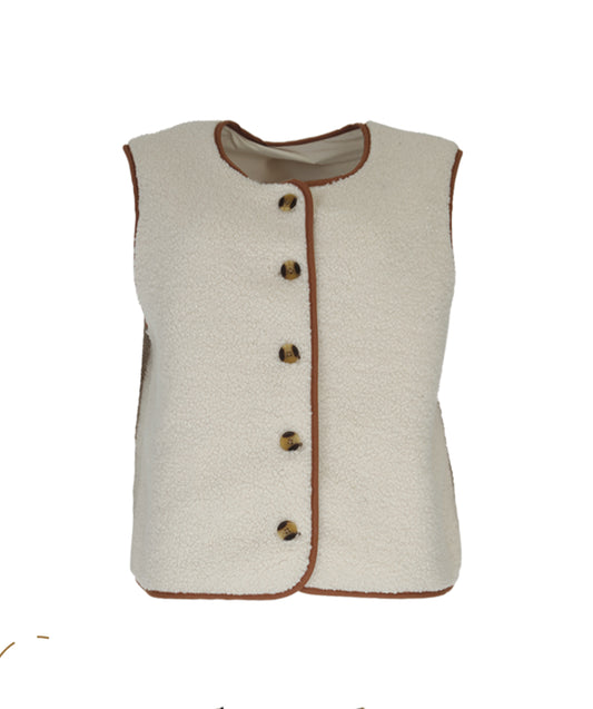 Gilet COMETTE écru/camel